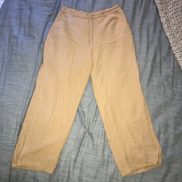 🐪 CAMEL LINEN WIDE LEG HIGH WAIST PANTS! - Picture 2 of 9